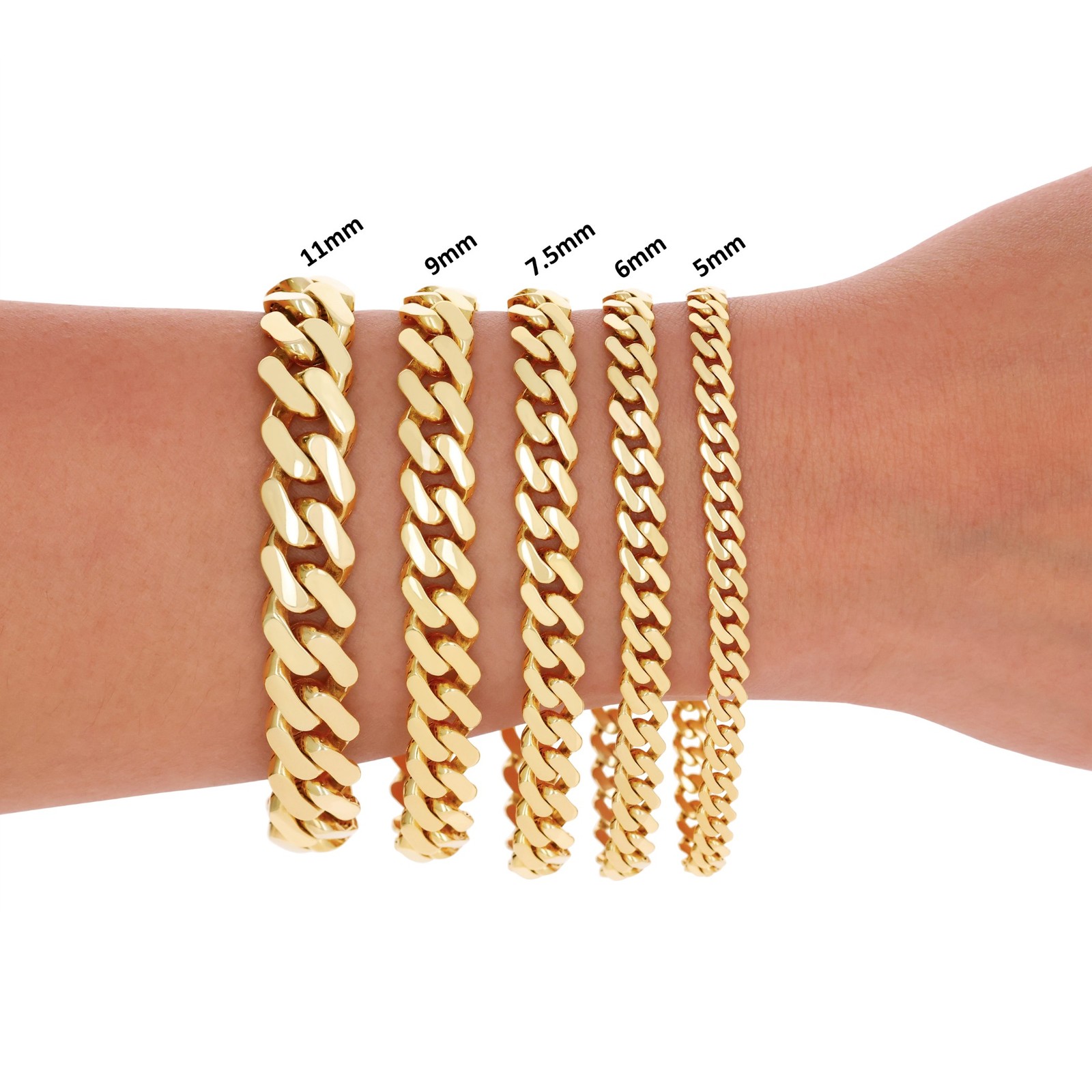 10K Yellow Gold Miami Cuban Royal Monaco Chain 6mm-20mm Necklace Bracelet 7″-30″