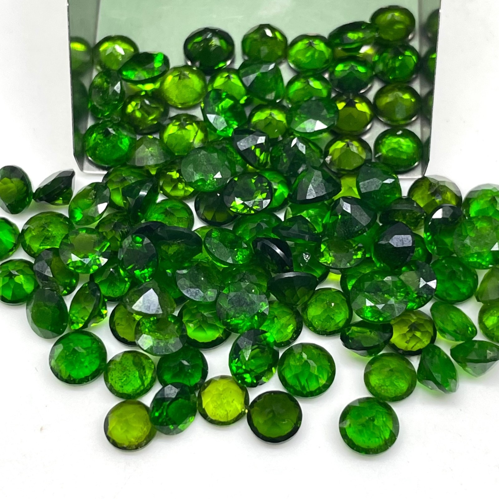 10 Pcs Natural Chrome Diopside 5mm Round Cut Vivid Green Loose Gemstones Lot