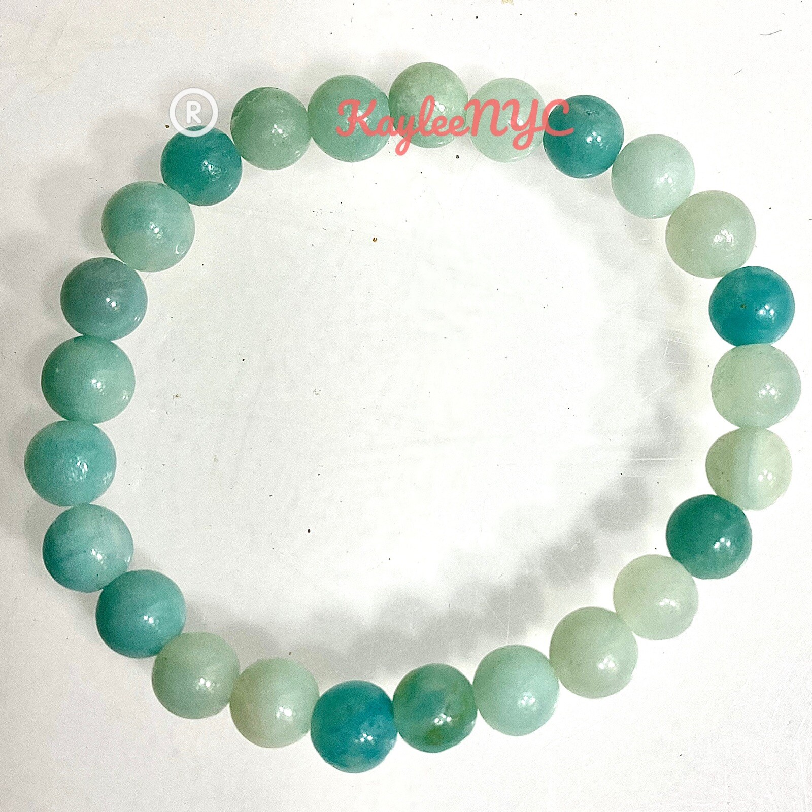 Wholesale Lot 6 Pcs Natural Amazonite 8mm 7.5” Crystal Healing Stretch Bracelet