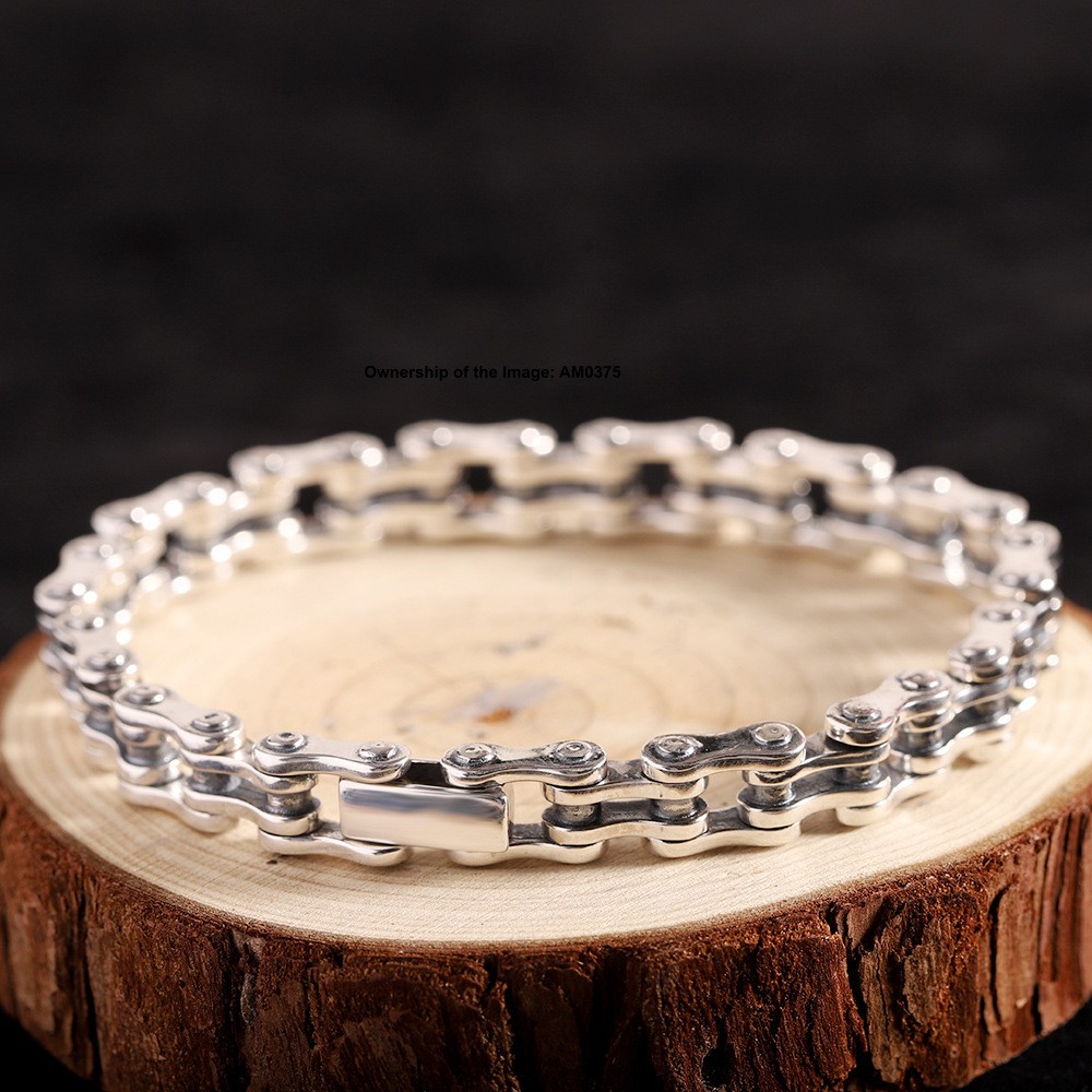 Real S925 Sterling Silver Bracelet 8mm Link Chain 8.26inch Bracelet 39-41g