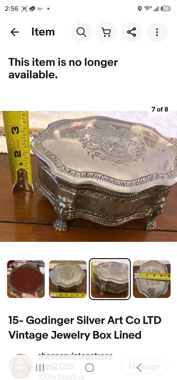 Godinger Silver Plated Jewelry Box Vintage l Red Velvet Lining