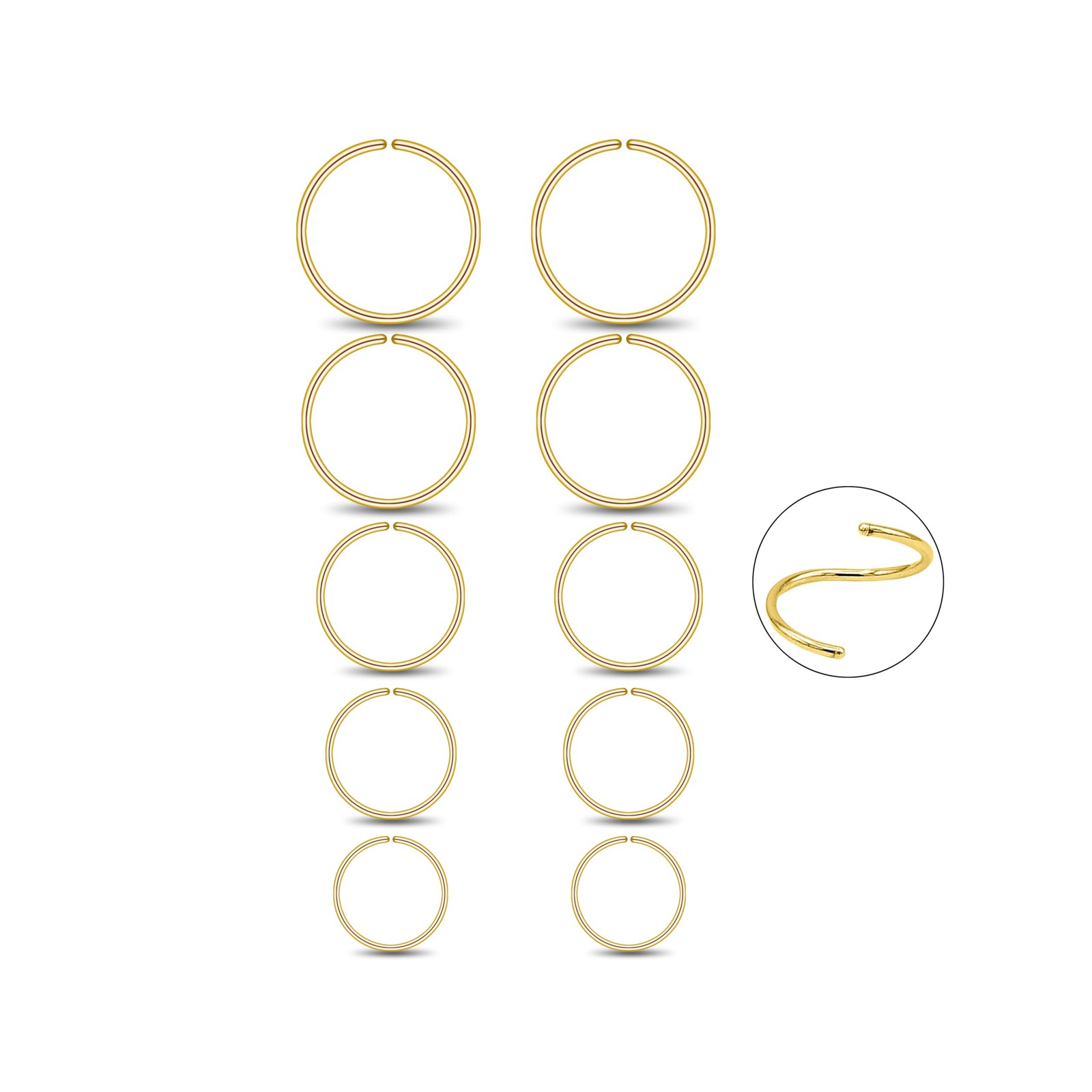 5 Pairs Handmade 925 Sterling Silver Nose Ring Hoop Small Hoop Earrings set f…