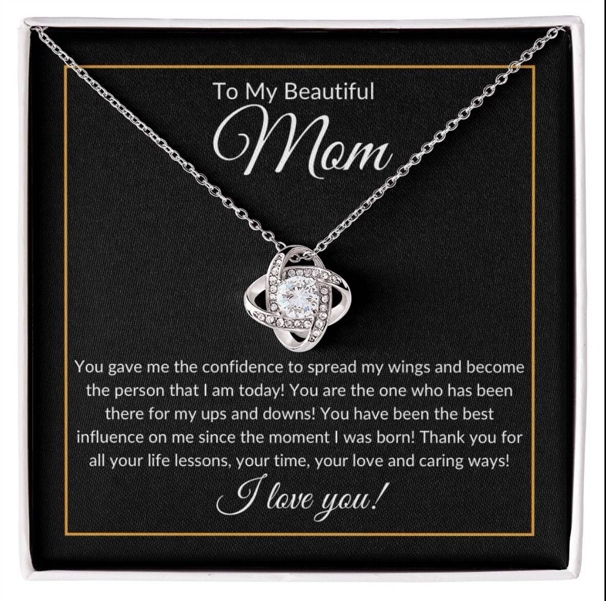 TO MY BEAUTIFUL MOM NECKLACE SOFT BOX GIFT HOLIDAY BIRTHDAY MOTHER’S DAY GIFT
