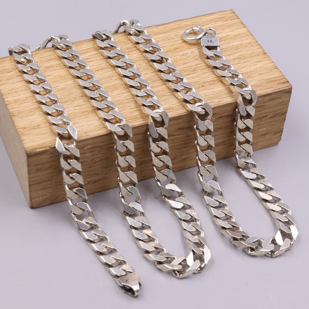 Pure S925 Sterling Silver Chain Men 5mm Curb Link Necklace 34-35g 19.6inch