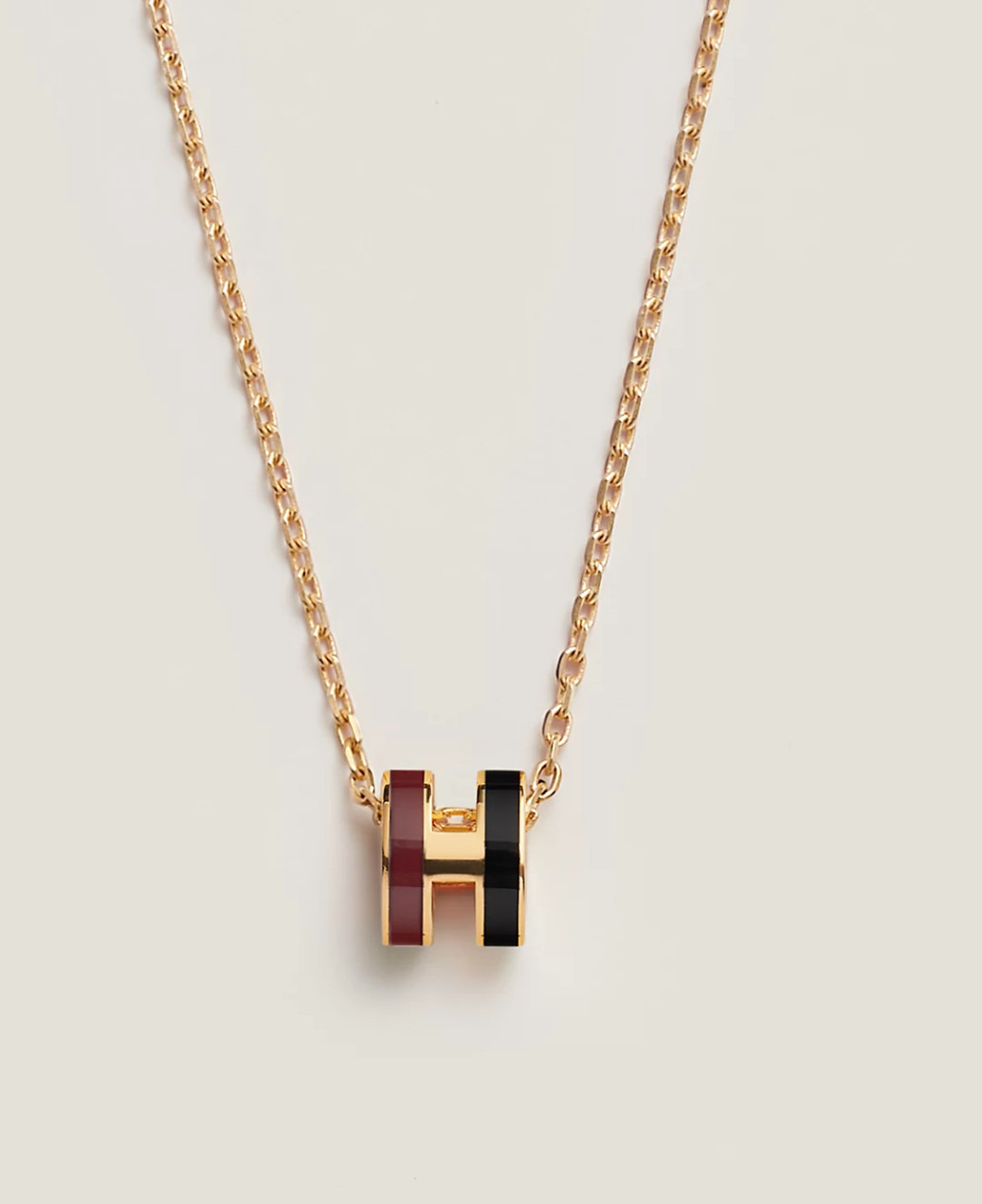 New HERMES Mini Pop H Rocabar Pendant Necklace Galaxie Gold Hardware GHW 2-tone