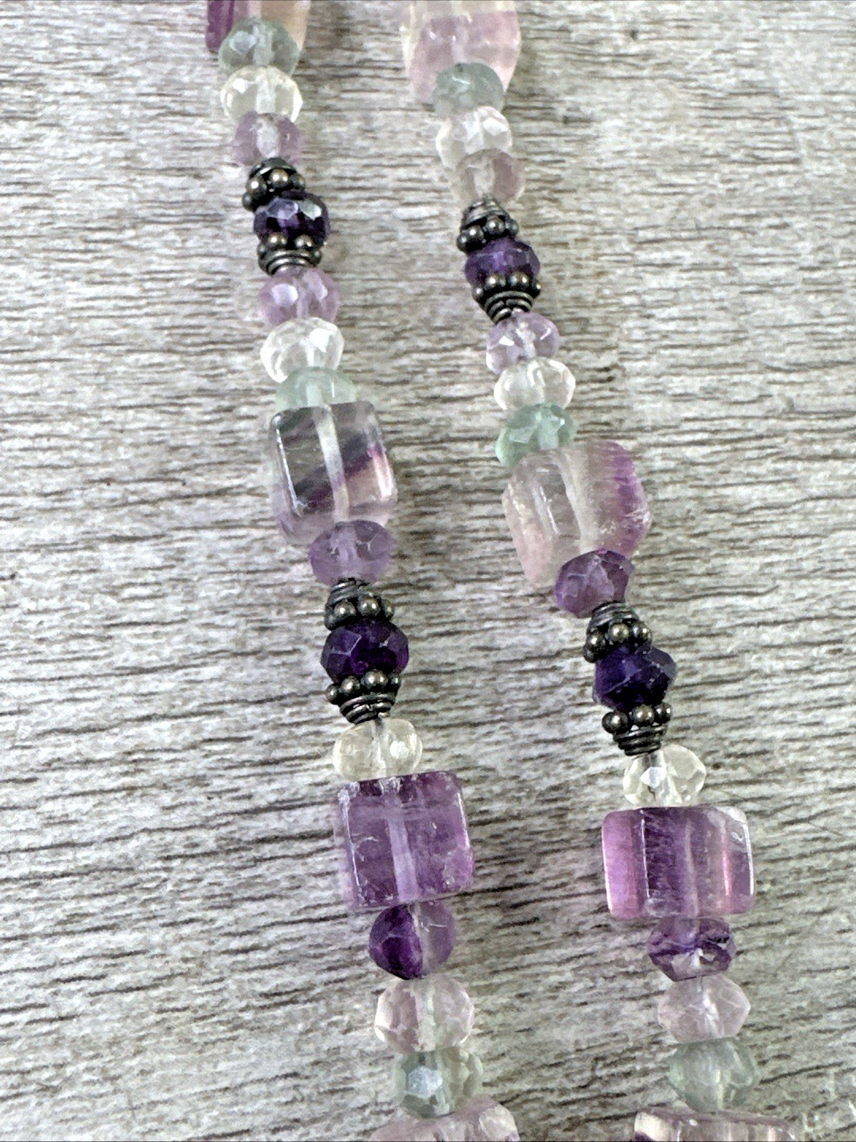 Artisan Handmade In MT Mixed Purple Glass Beaded Necklace 18″