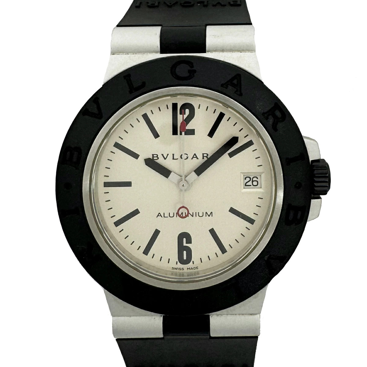 BVLGARI Aluminum AL38A Men’s Automatic Watch Silver Dial Used