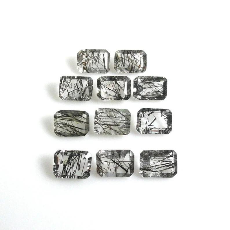 Black Rutile Octagon Faceted Cut 5x7mm to 12x16mm Natural Wholesale Gemstone