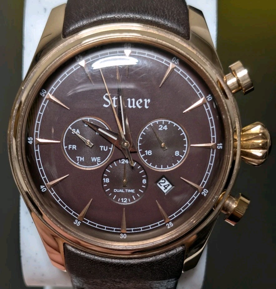 Stauer Zephyr Multi-Function Watch – 43mm Rose Gold Case – Chocolate Brown Dial