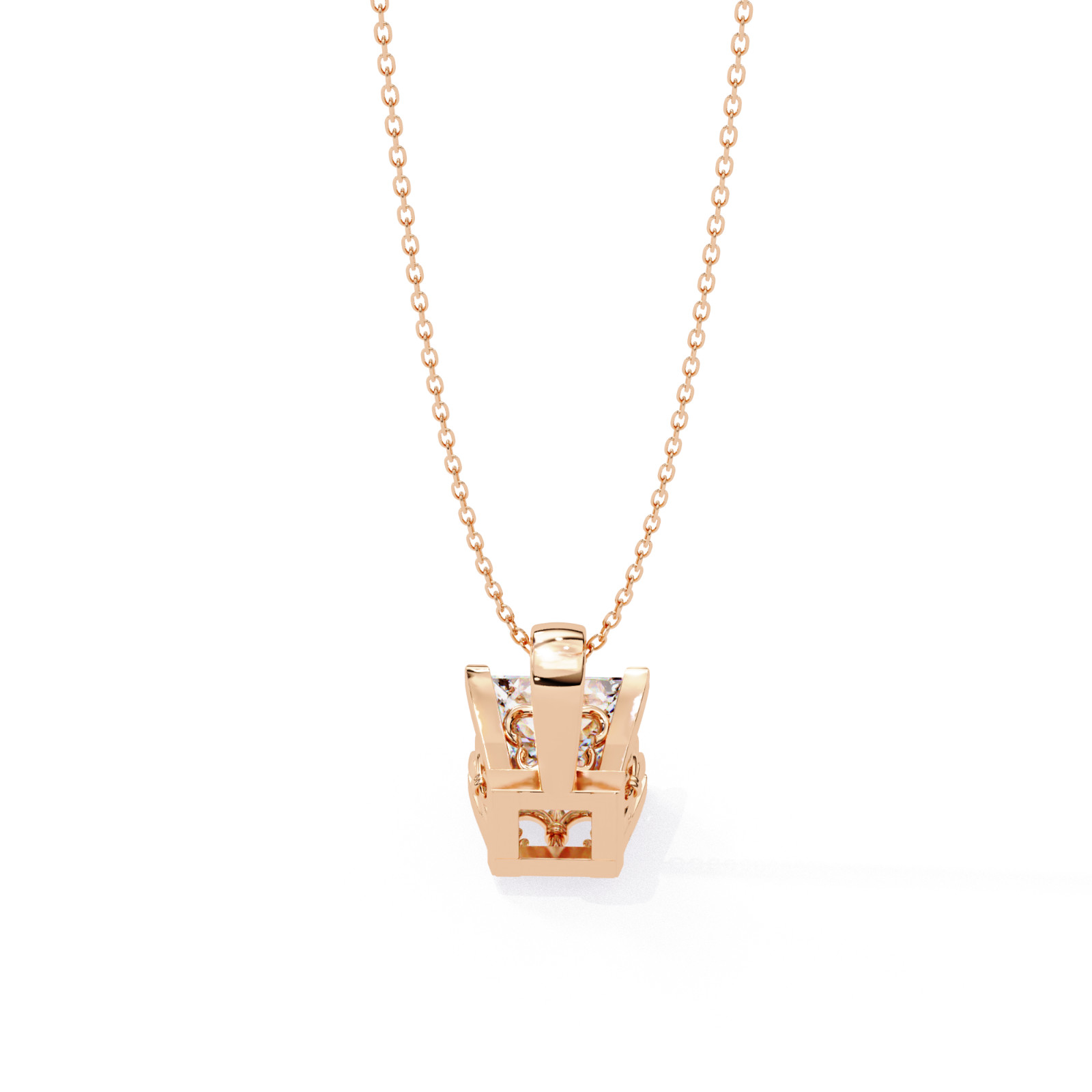 Beautiful Princess Diamond Pendant Made In 14 KT Gold Studded With Lab Created