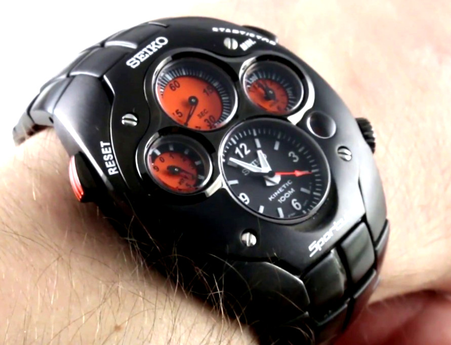 Rare Limited Edition Seiko Sportura SLQ019 Kinetic Chronograph Mens Watch