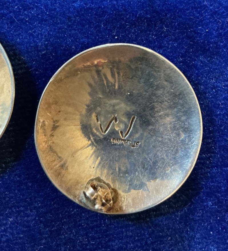 VINTAGE STERLING SOUTHWEST N. A. ROUND EARRINGS