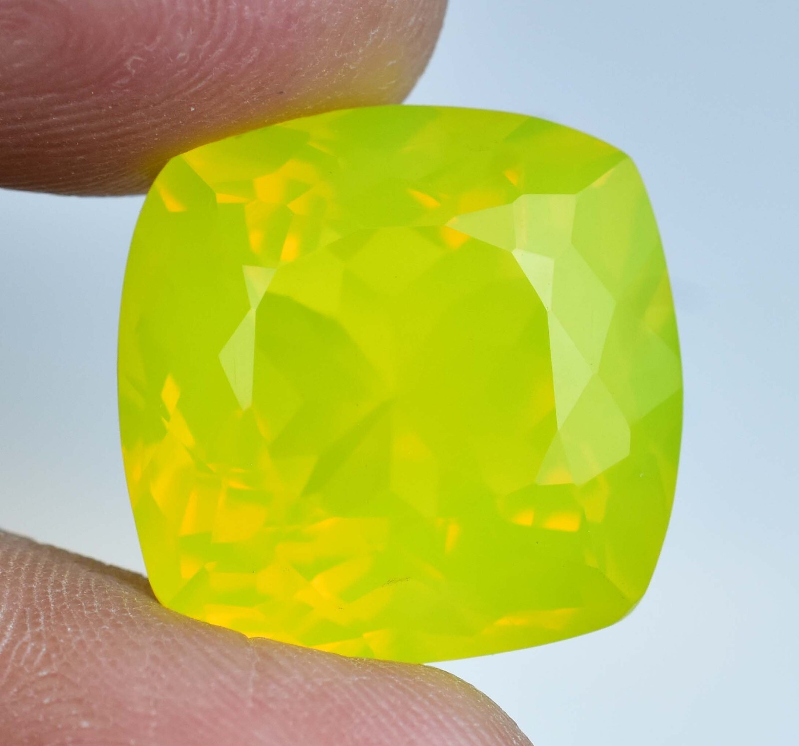 27.10 Ct Natural NEON Yellow Opal Certified Flawless Unheated Loose Gemstone