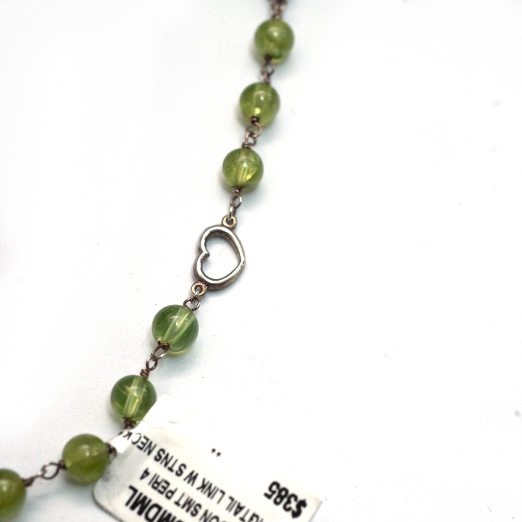 LAGOS Sterling Silver Caviar Icon Green Peridot 4mm Bead 5 Station Necklace 18″