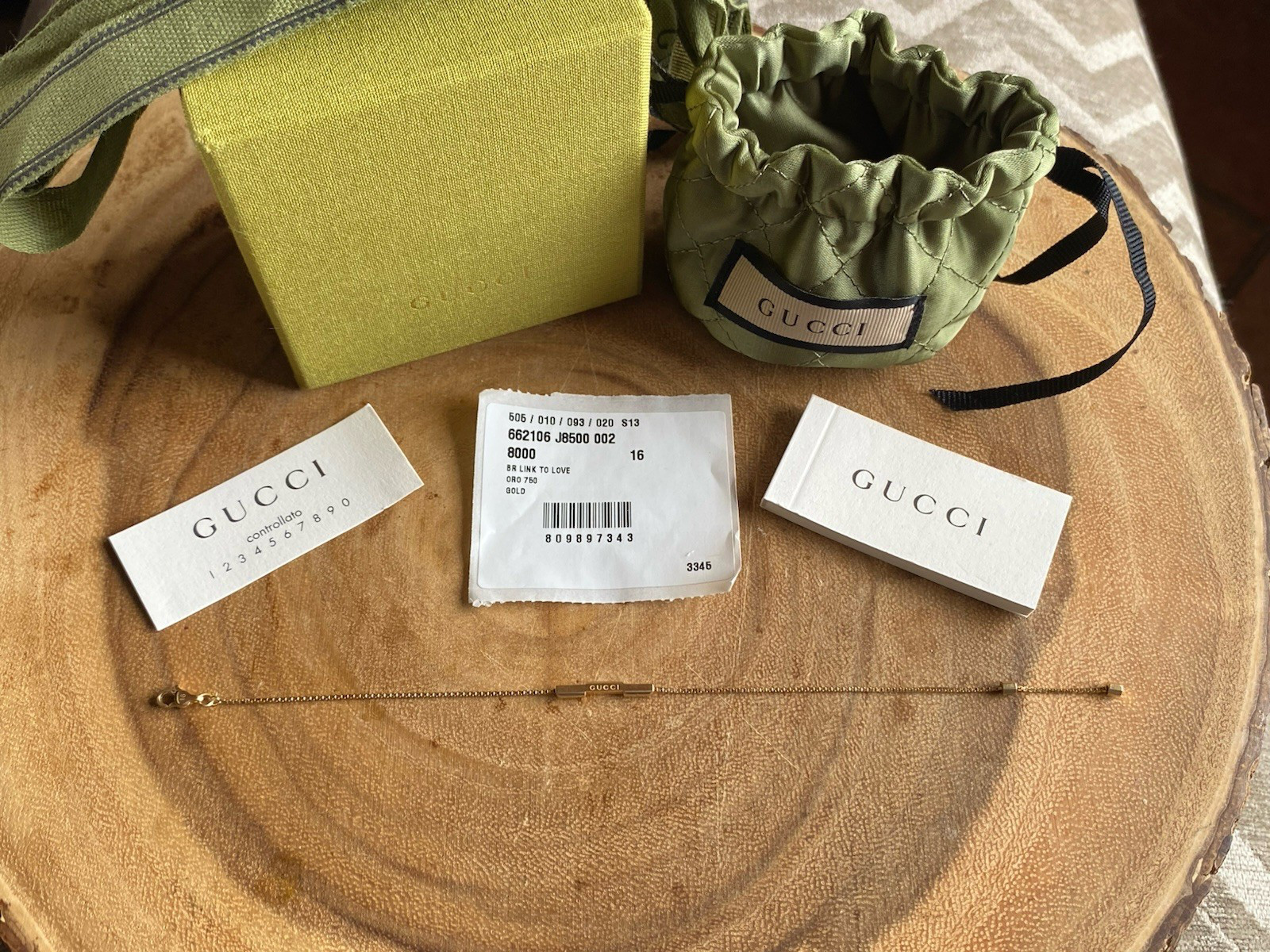 * GUCCI LINK TO LOVE 18K YELLOW GOLD BRACELET * SZ 16 * NICE! SALE !