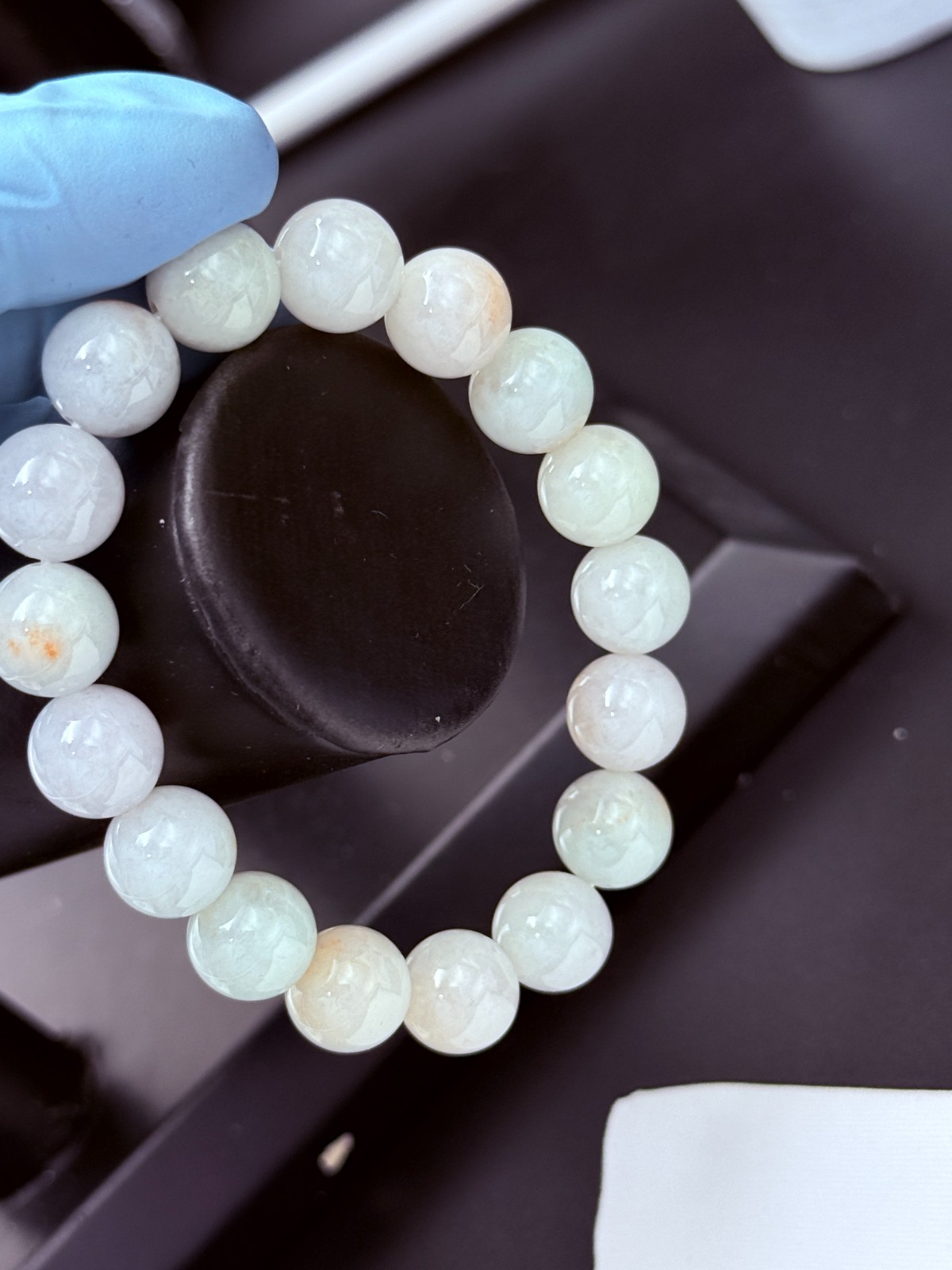 Certified Natural Grade A Jadeite Jade Bracelet Light Lavender 12.4mm #100203