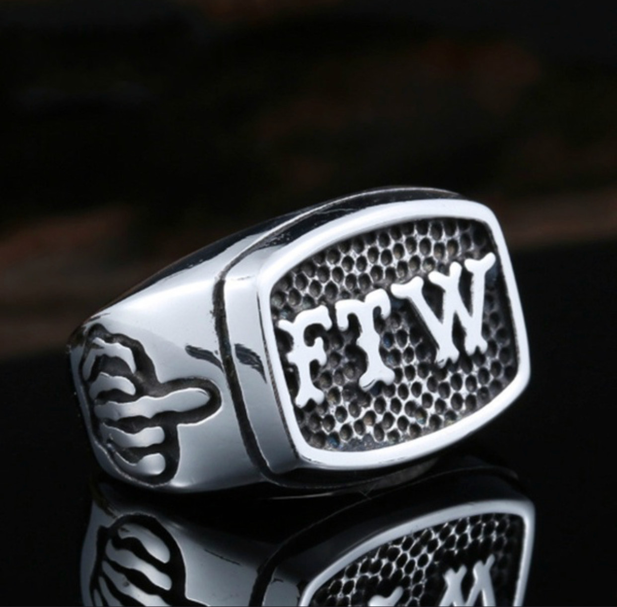 Men’s Motorcycle Biker Rider Style Ring Harley FTW Outlaw Middle Finger Up 7-14