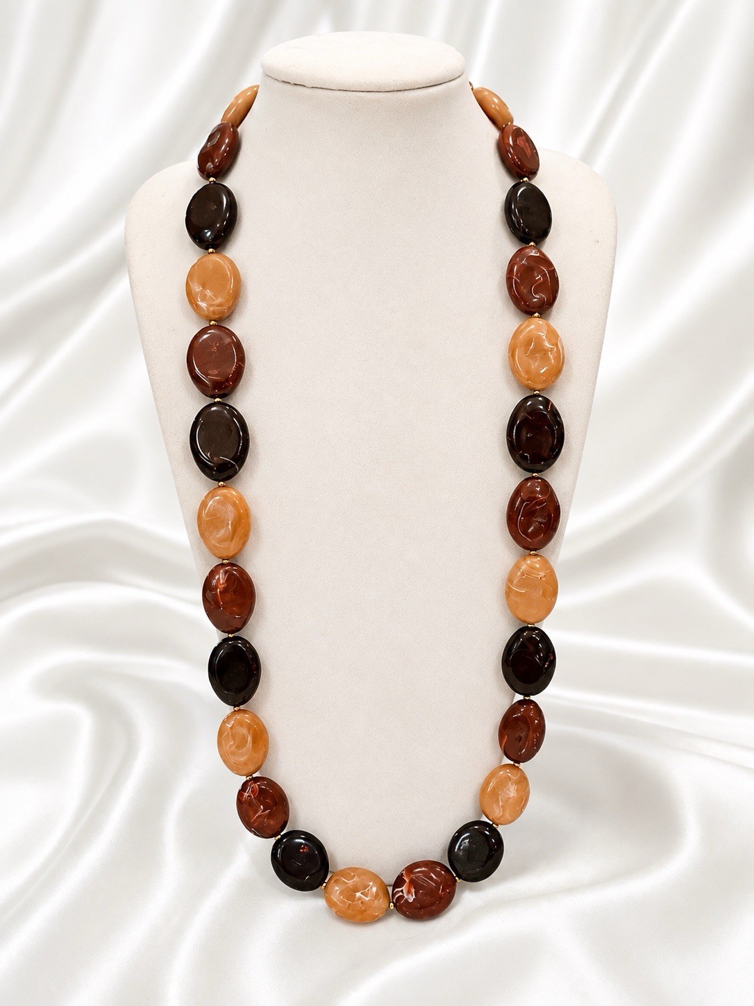 Vintage Chunky Brown Resin Bead Necklace 36”