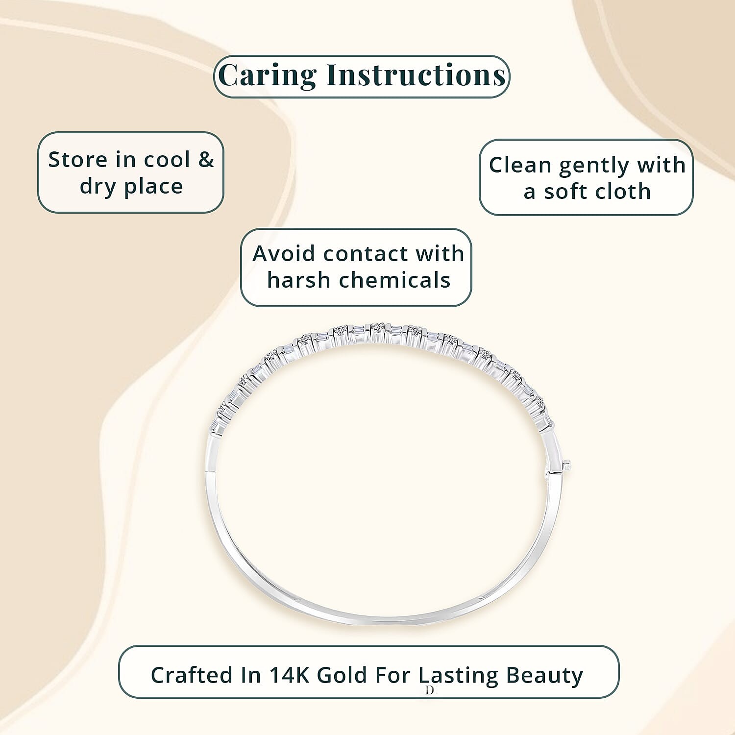 Lab Grown Diamond 2 ctw Bangle Bracelet in Rhodium Over Silver 7.25 In