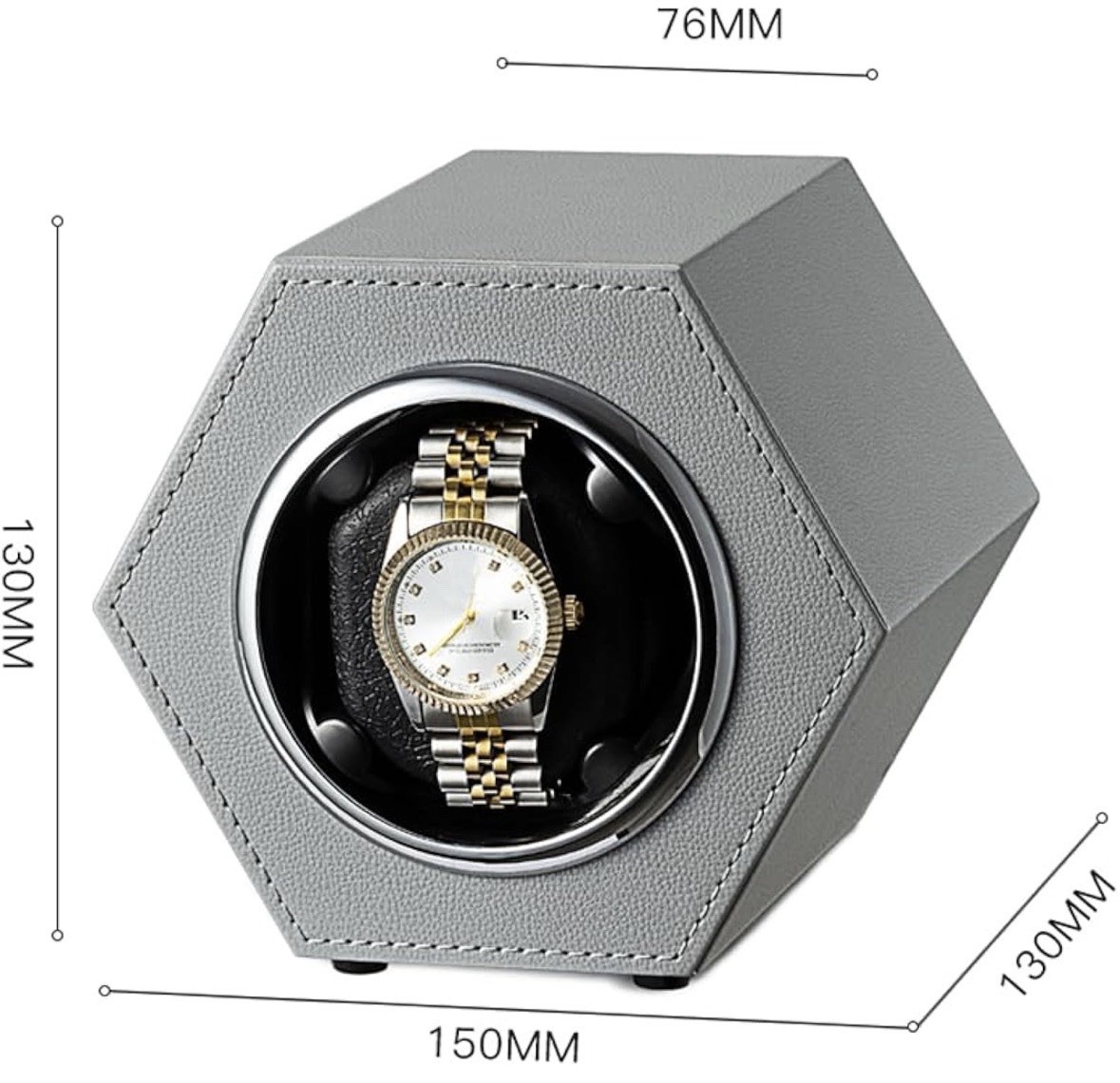 Automatic Single Watch Winder with Quiet Japanese Motor,Premium Grey-147E