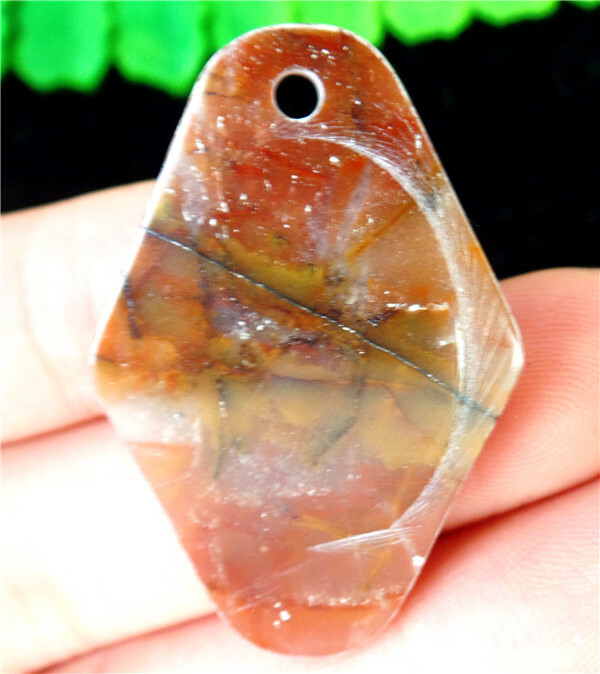 37x25x4mm Natural Colorful Gem Agate Rhombus Pendant Bead EA81875