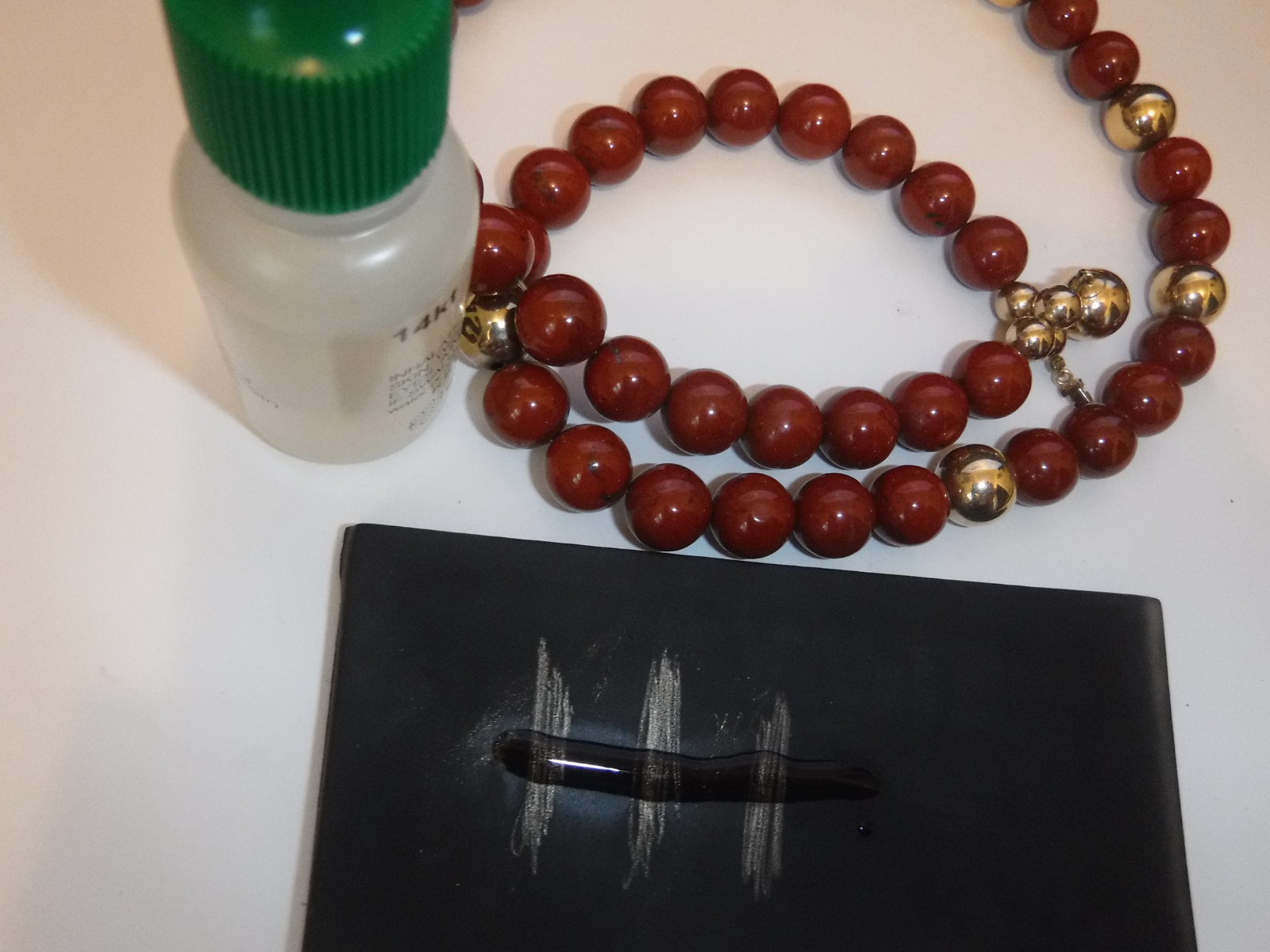 Estate 10 m/m Carnelian Bead Necklace (11) 14 K Gold Beads (7) 10 m/m (4) 5 m/m