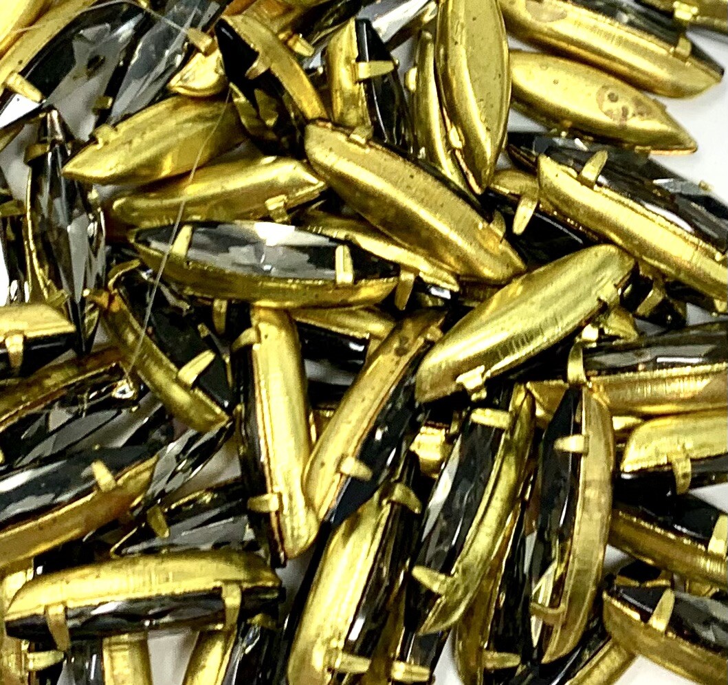 25 Pcs Swarovski 15x4mm Black Diamond Navette Craft Jewelry Repair Rhinestones