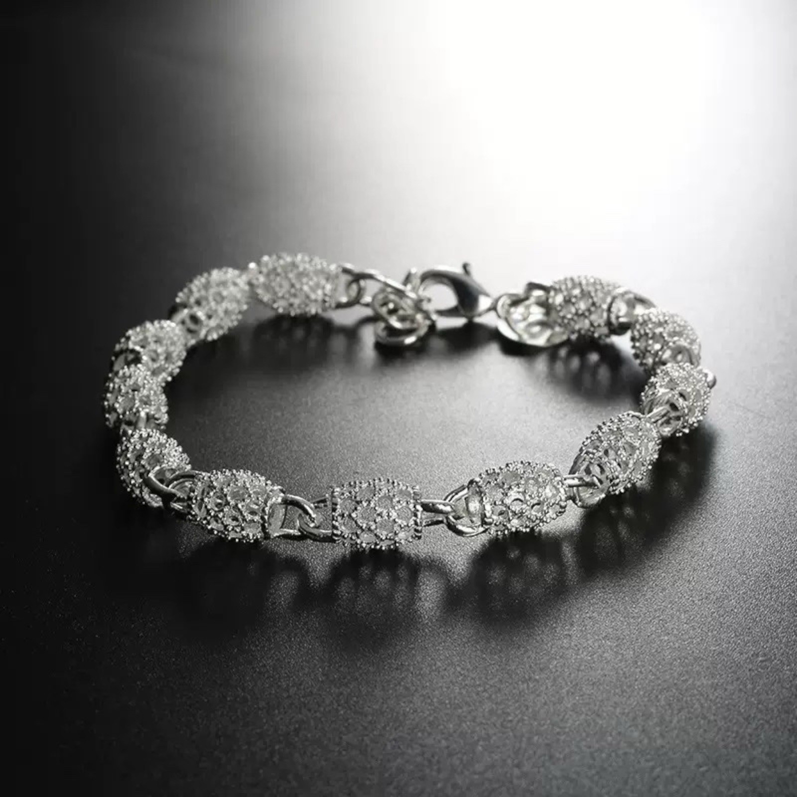 Women’s Silver Plated Charm Chain Bangle Bracelet Wedding Jewelry A78