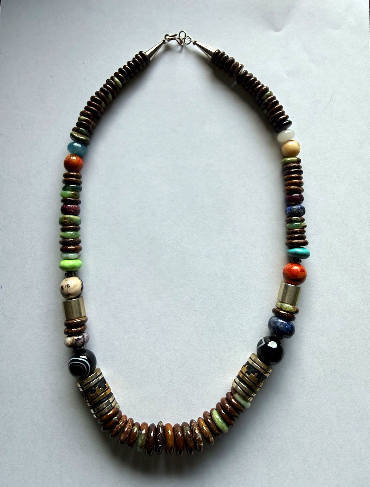 Native Navajo Tommy Singer wild horse multi stone bead necklace 20 inches