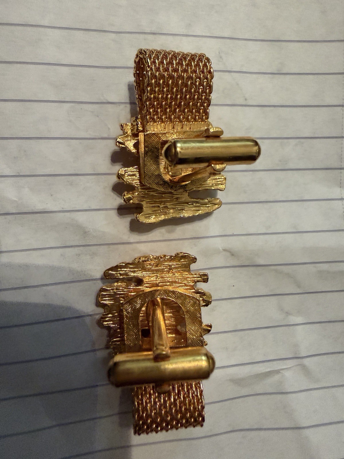 Vintage Gold-Tone Nugget and Mesh Cufflinks