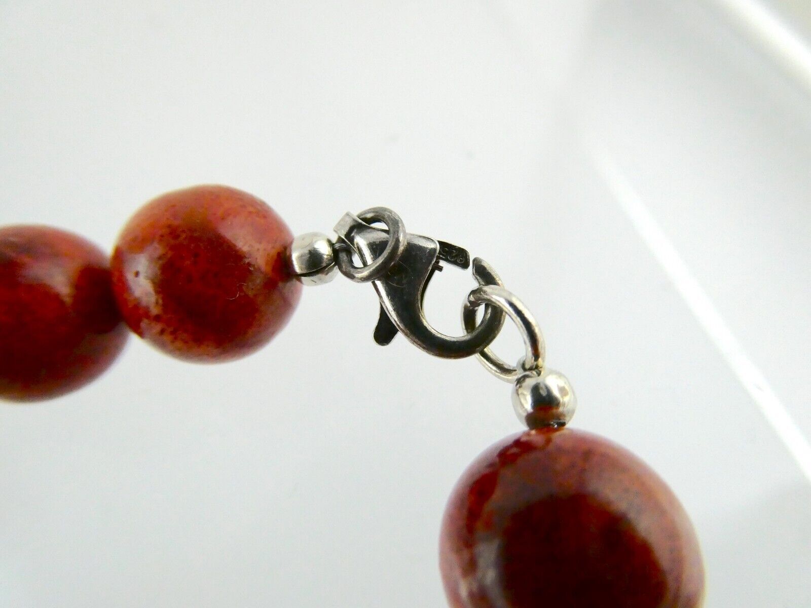 MON Designer Sterling Silver Dyed Red Coral Bead Strand Necklace 925 21 Inches