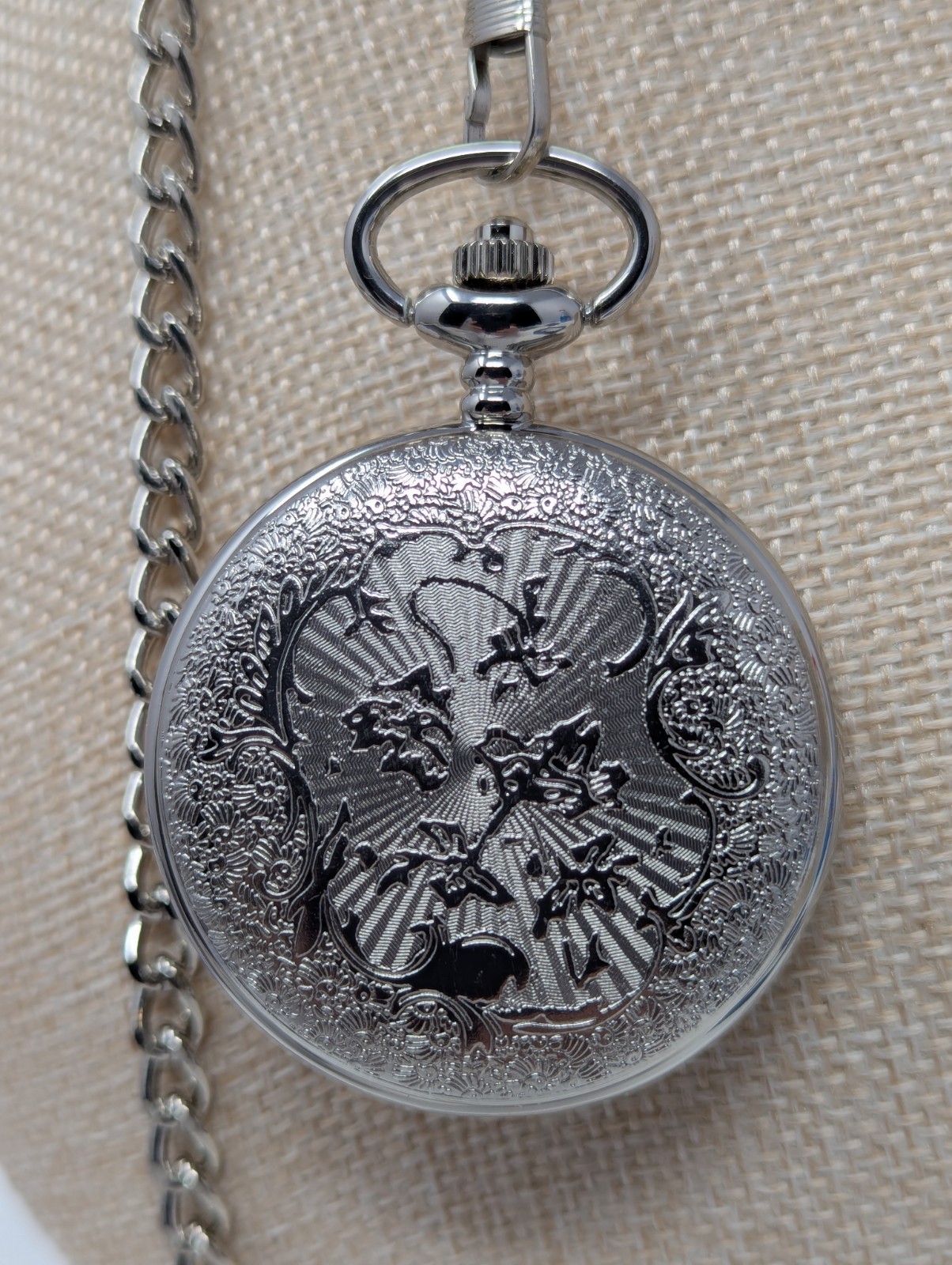 Strada Genoa Pocket Watch Compass Dial Roman Numerals w/ Chain New In Box Quartz