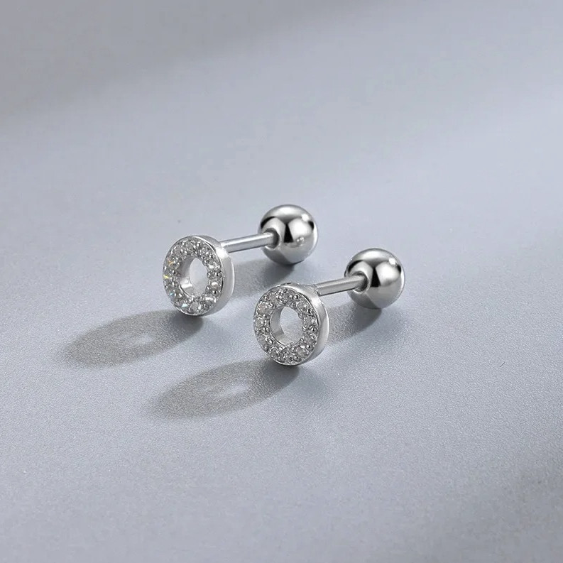 1 Pair Heart Stud Earrings for Women Hypoallergenic Screw Back Cartilage Jewelry