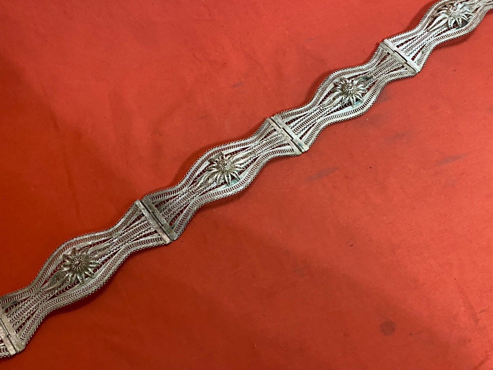 OLD ALBANIA FILIGREE BELT BUCKLE ORNAMENT FOLK COSTUME WEAR