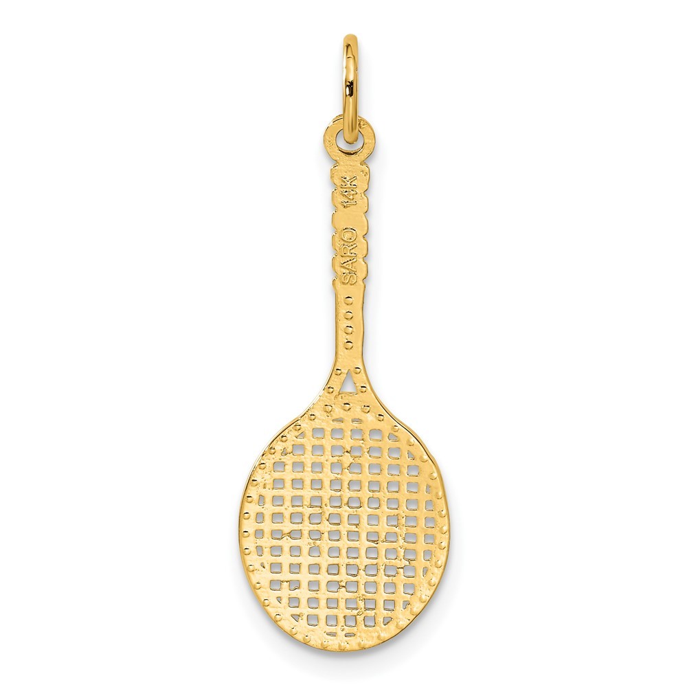 14k Yellow Gold Tennis Racquet Charm Pendant Gift For Women