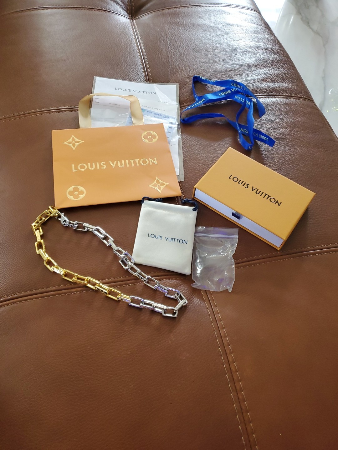 LOUIS VUITTON 20″ Chain Monogram Chain MENS Colorful Beautiful Unworn 2 Tones