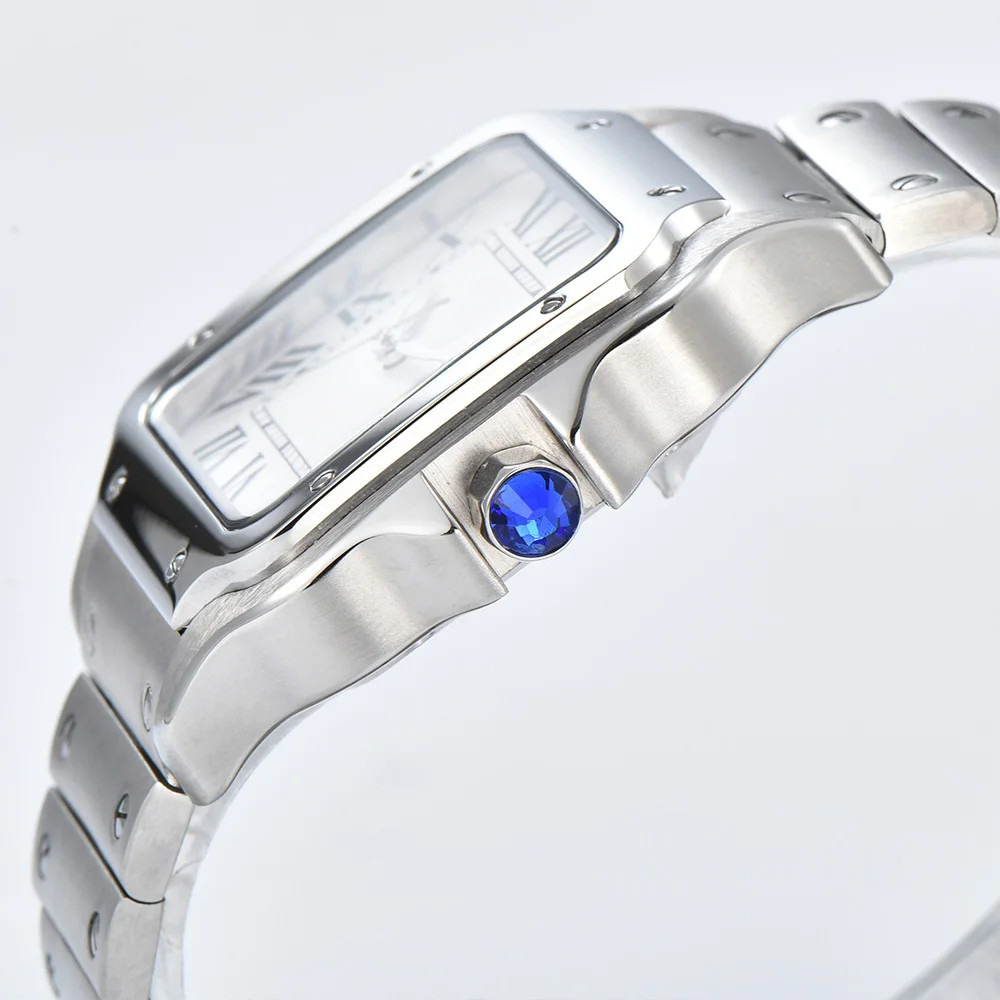 Simple Retro White Roman Sapphire Crystal Square Men Dress NH35 Automatic Watch