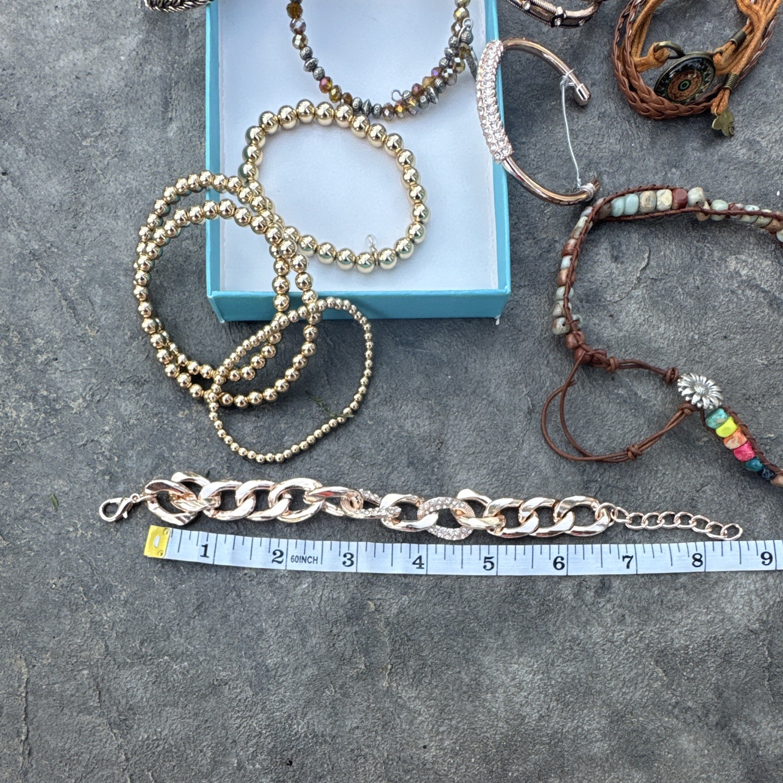 Women’s Fashion Mixed Lot 10pc Bracelets & Bangles Metal Glass Leather