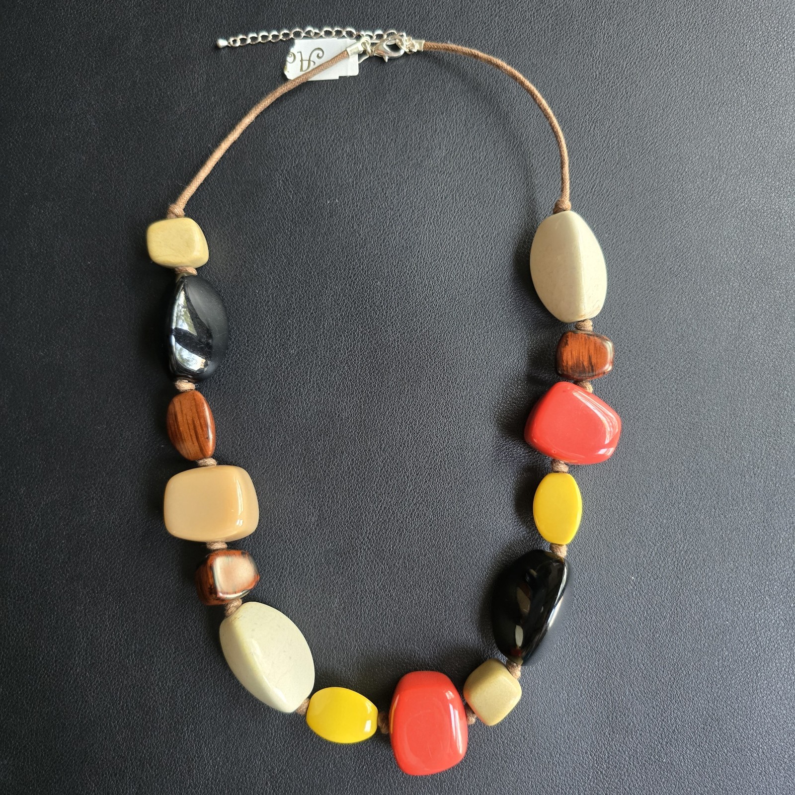 Multicolor Beaded Necklace Red Yellow Black Brown….
