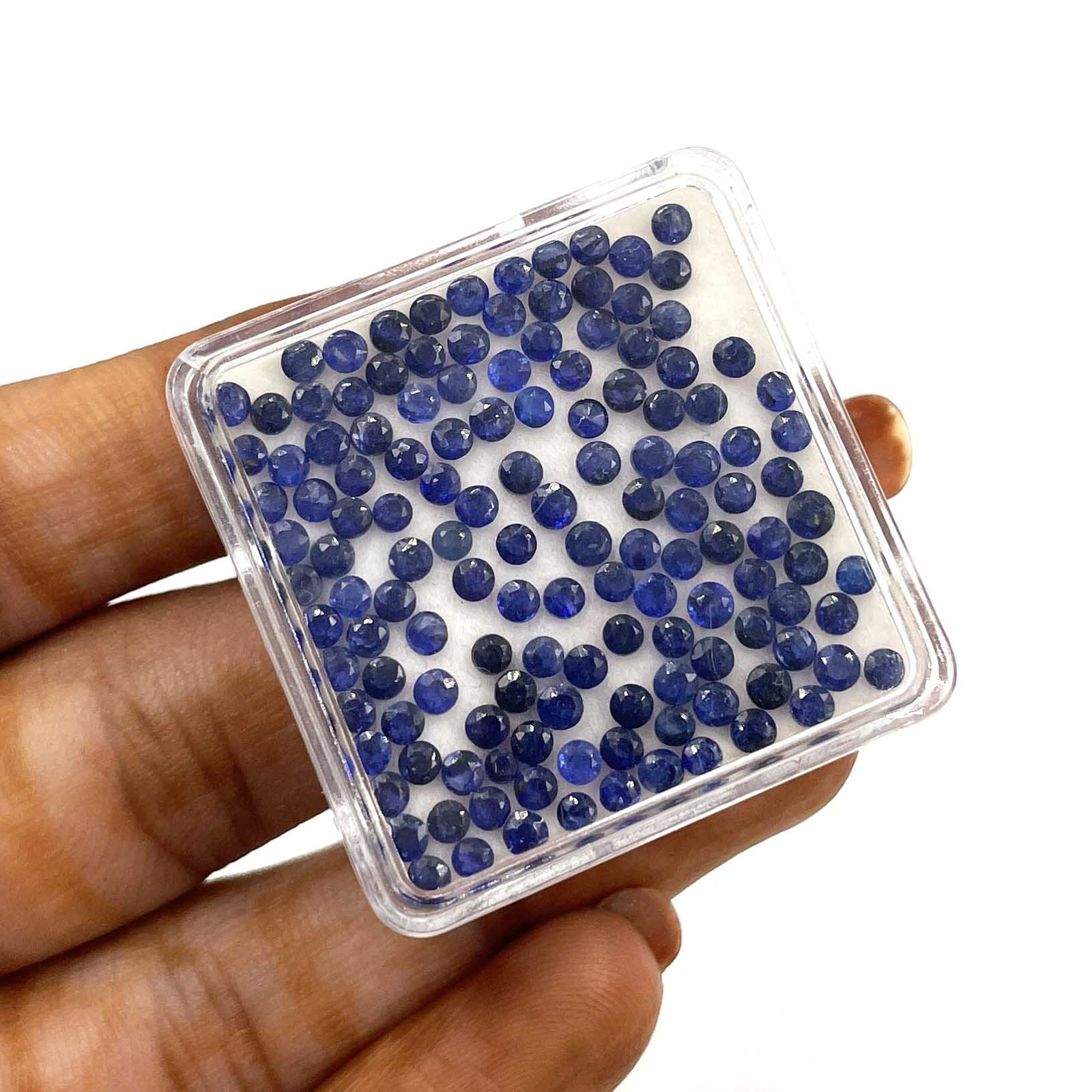 Fissure Filled Blue Sapphire Round Cut 2.5 MM Lot 50 Pcs