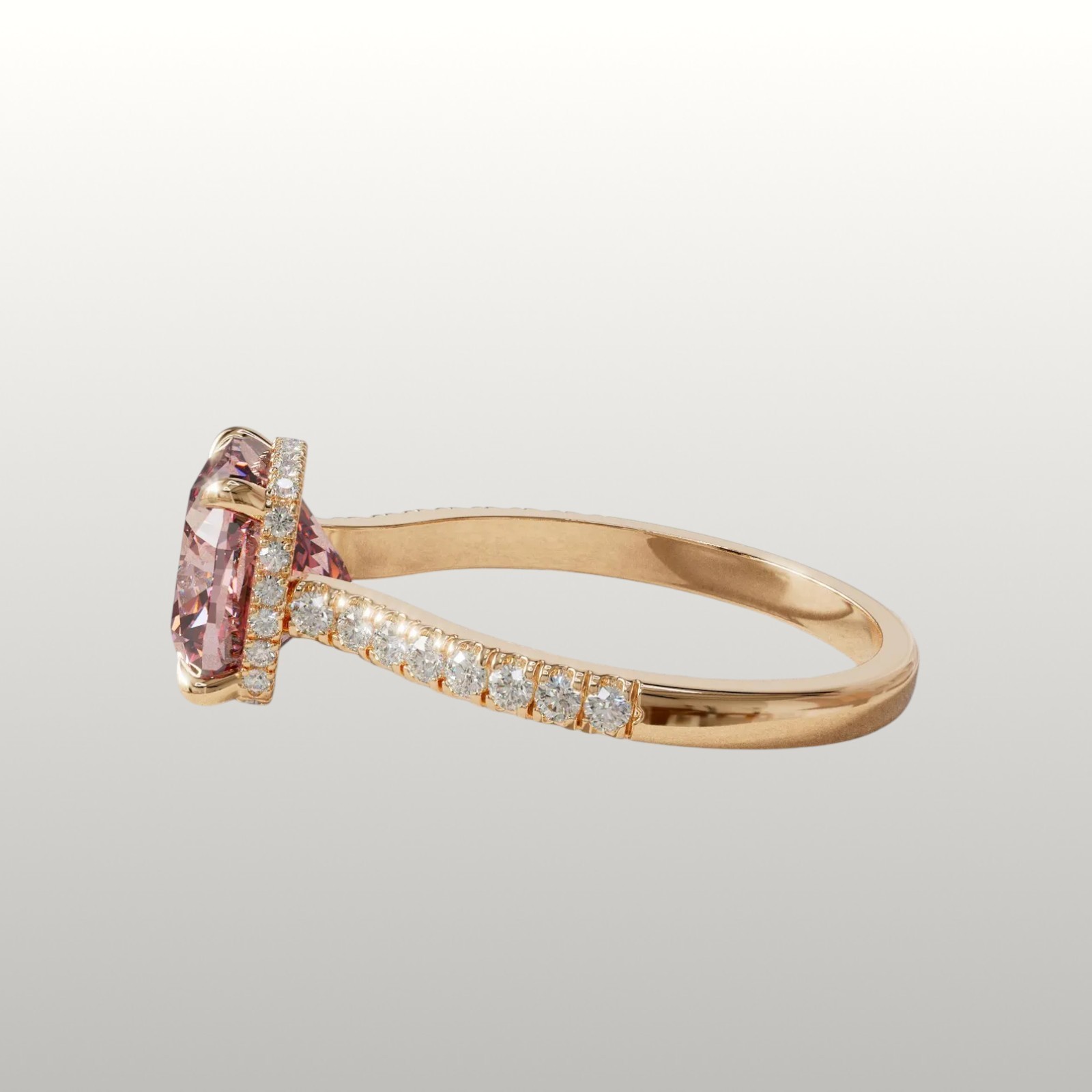 IGI Lab Created Cushion Cut Fancy Vivid Pink Diamond Ring 3.85 Ct 14k Rose Gold