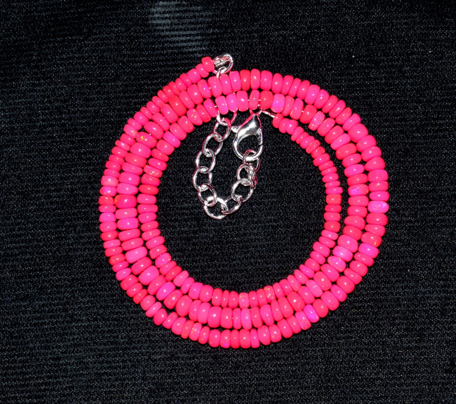 16″Natural Ethiopian Pink Opal Wello Fire Opal Gemstone Bead Necklace 3-4mm
