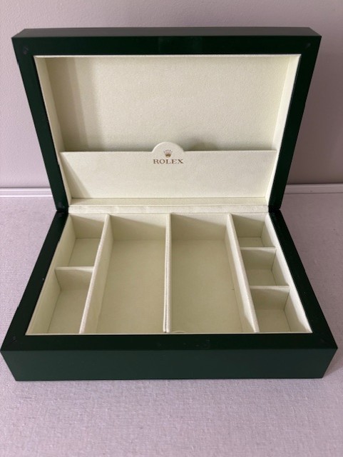 Rolex Green Leather Watch Case With Compartments (Incl. Original Box) 8x11x3.5