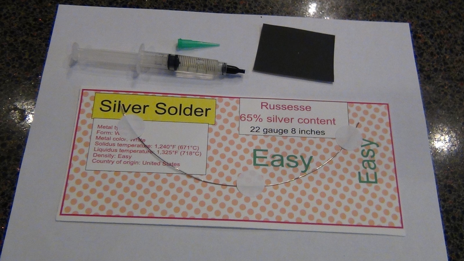 Sterling Silver Solder wire and flux Easy melt jewelry repair kit. 8 inch 22ga