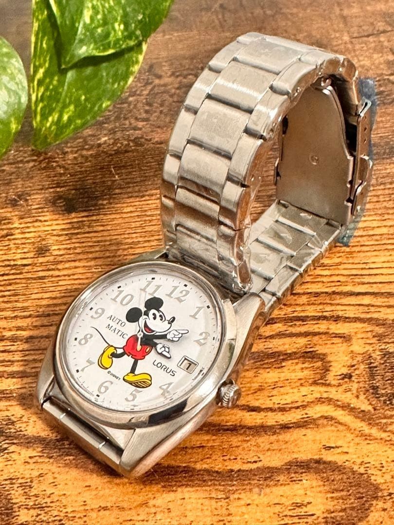 Mickey Mouse Wristwatch White/Silver Analog Mechanical from Japan Automatic