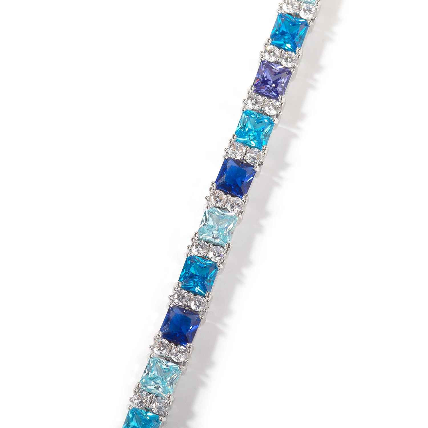 8CT Lab Created Diamond 7.5mm Gradient Blue Necklace Bracelet for Men Women