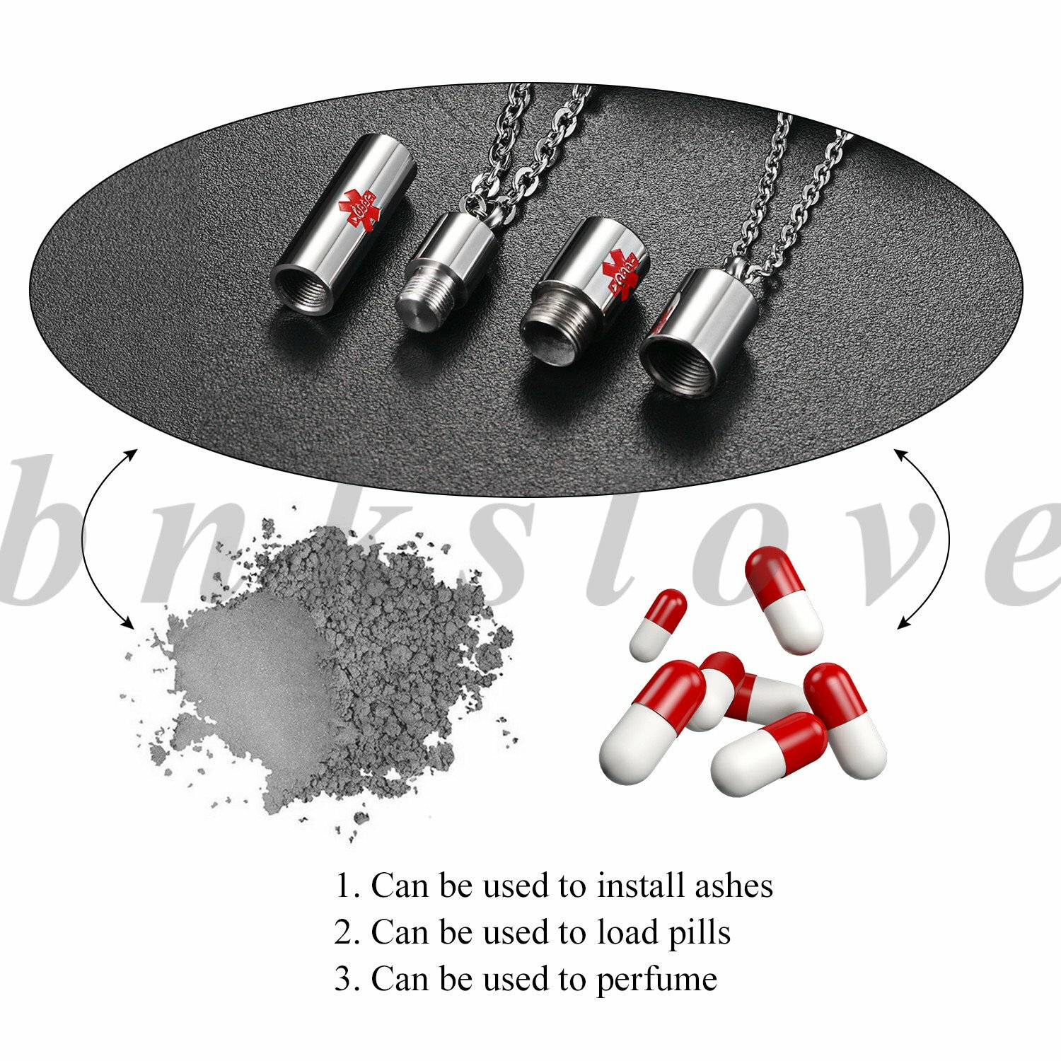 2pcs Stainless Steel Capsule Medical ID Pendant Locket Necklace for Men Women