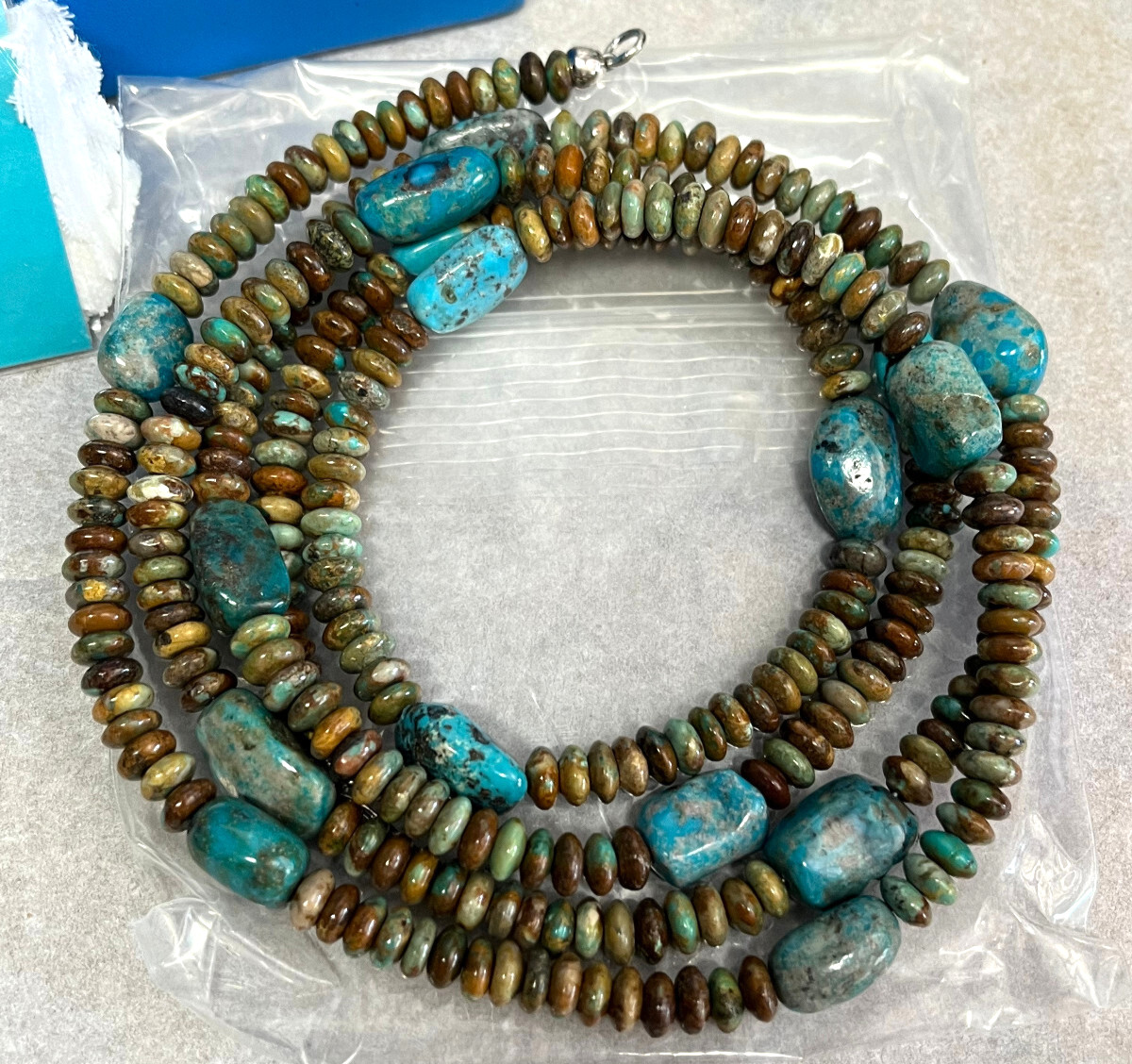 Mine Finds By Jay King Signed Turquoise Sterling Silver Beaded Necklace w/ Box