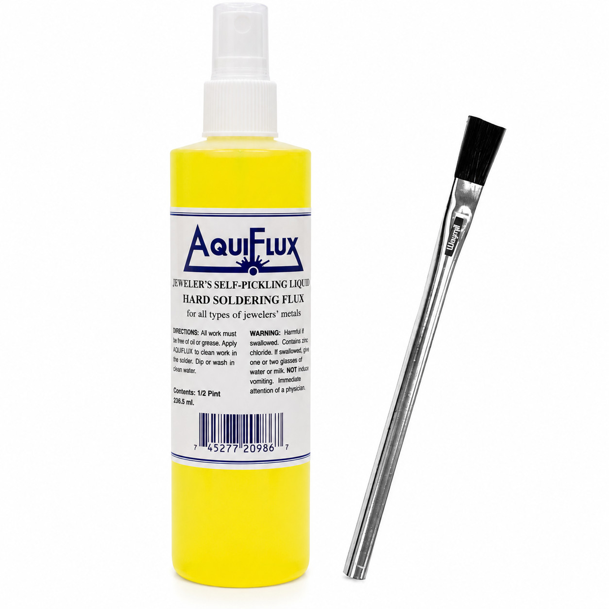 Aquiflux Self Pickling Flux Gold Silver Jewelry Hard Soldering 1/2 Pint & Brush