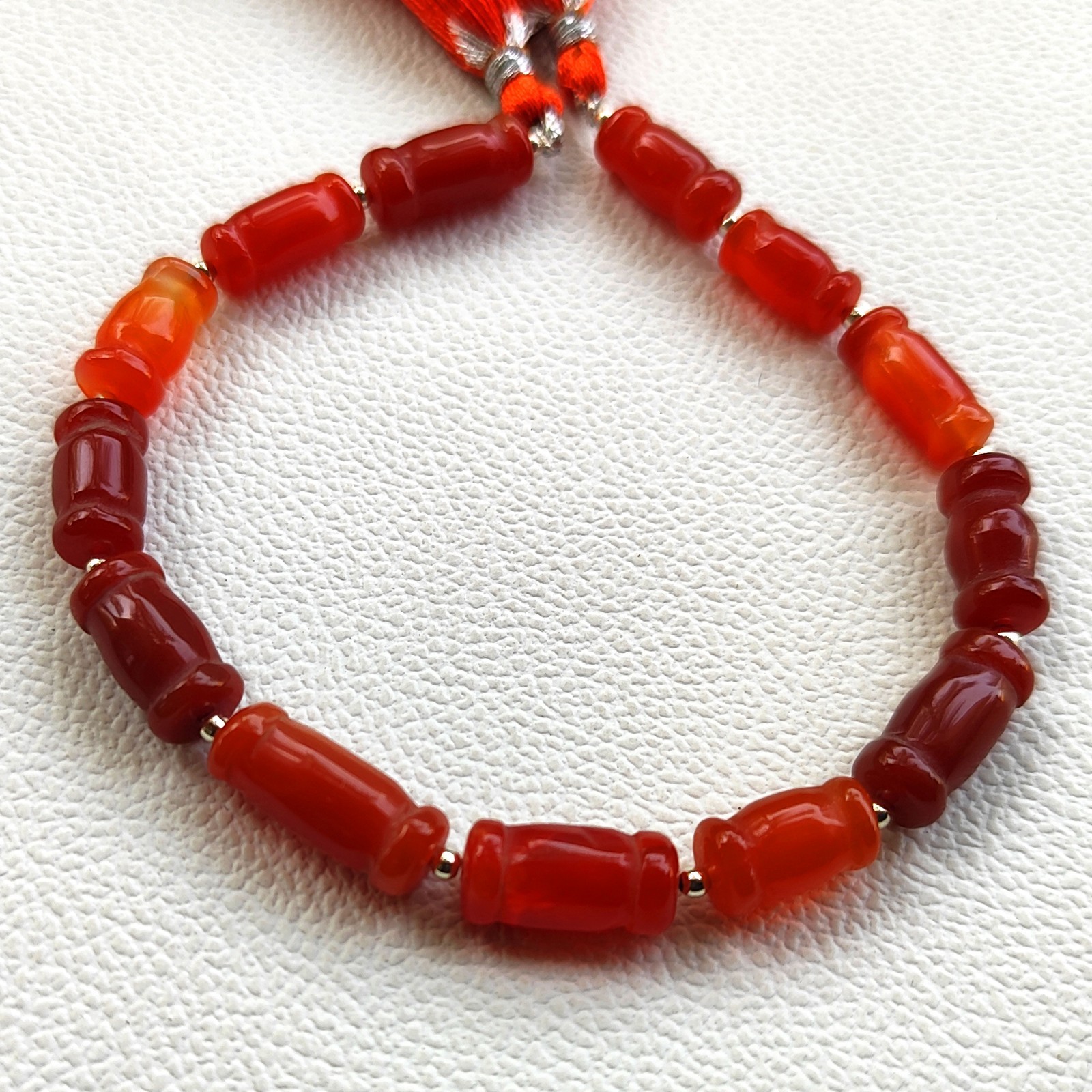 Natural Carnelian Carved Nugget Beads 14-16mm 9″ Strand Orange Gemstone Beads